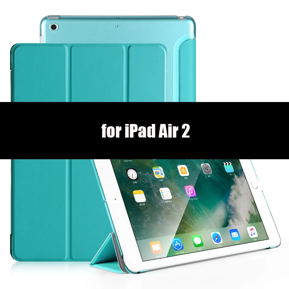 Blue2-2 Чехол для iPad Air 2 Air 1, мягкий ТПУ задний смарт-чехол флип-чехол с подставкой PU кожаный чехол для iPad Air противоударный и пылезащитный - Цвет: Blue2-2