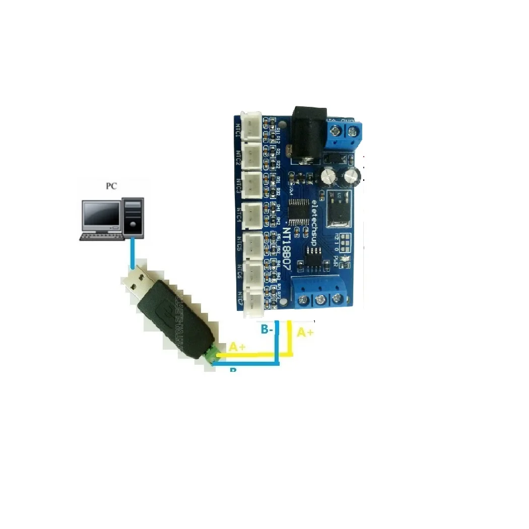 7x10K 3950 1% NTC и 7CH RS485 Плата датчика температуры Modbus Rtu дистанционный модуль сбора для