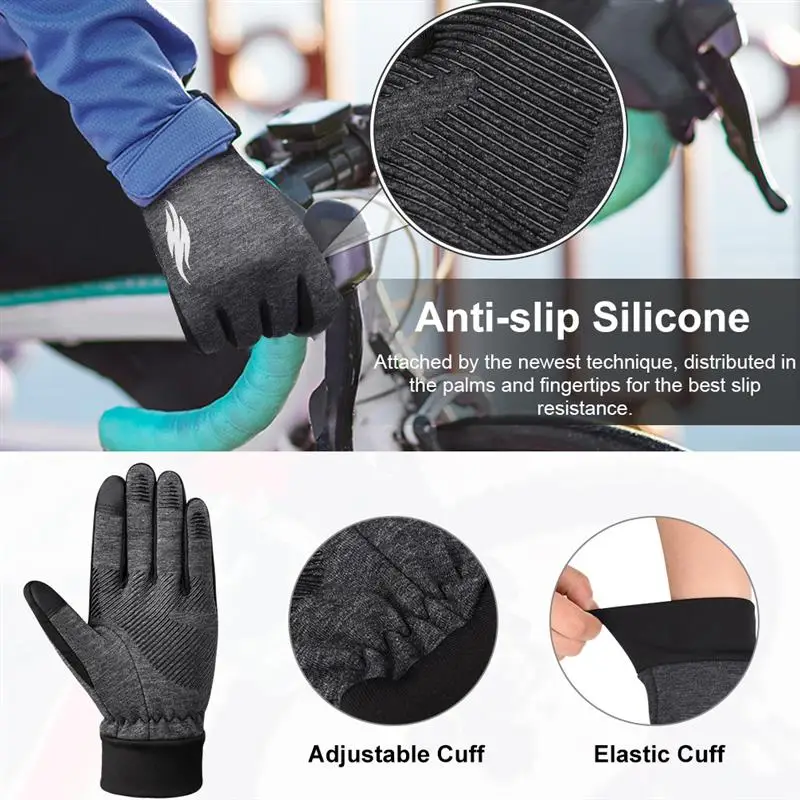 Vbiger Thickened Winter Sport Gloves Warm Touch Screen Cycling Anti-slip for Running Riding Driving | Спорт и развлечения