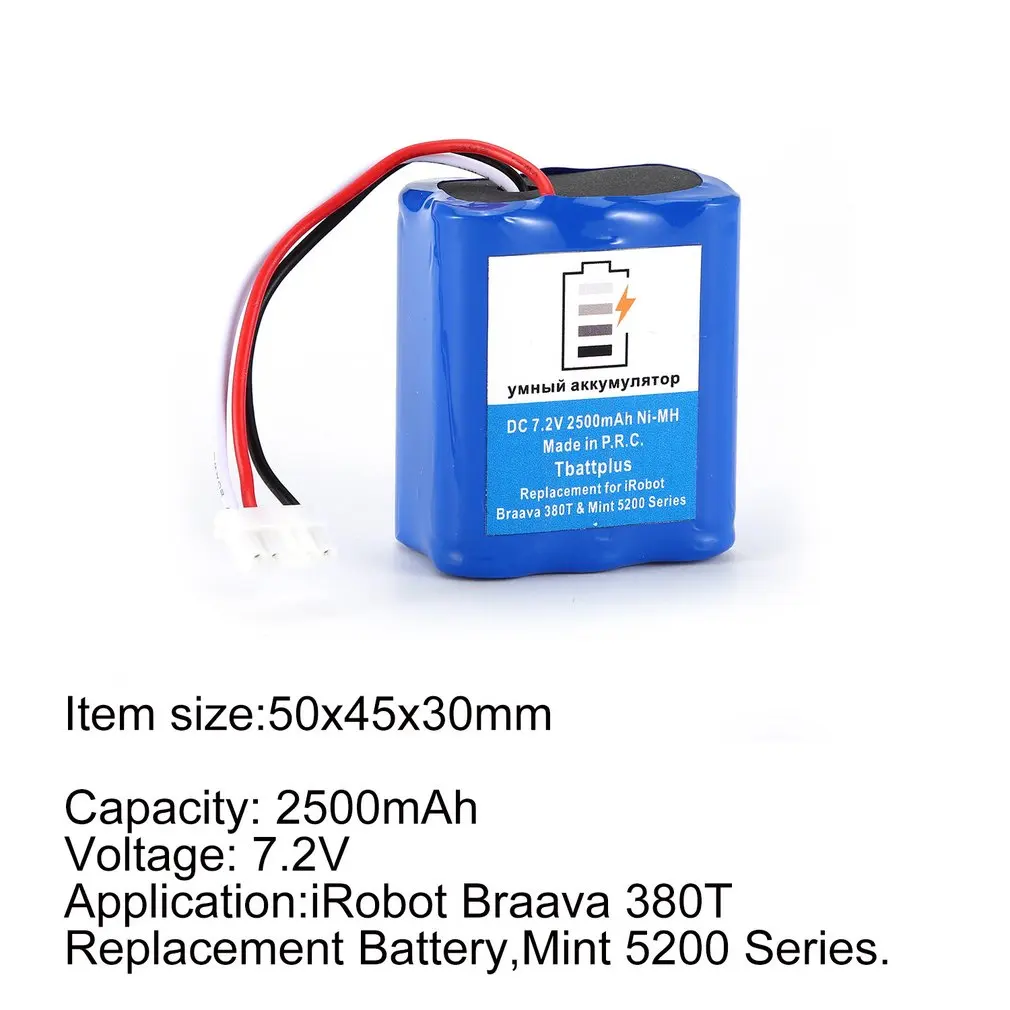 

DC 7.2V 2500mAh Sweeping Robot Replacement Battery Replacement Accessories for iRobot Braava 380T & Mint 5200 Series