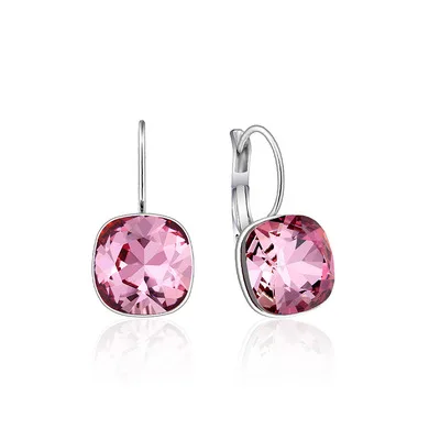 pink MOONROCY серебряный цвет кристалл серьги синий розовый зеленый квадратные серьги с кристаллом для женщин подарок ювелирные изделия Прямая поставка - Окраска металла: pink