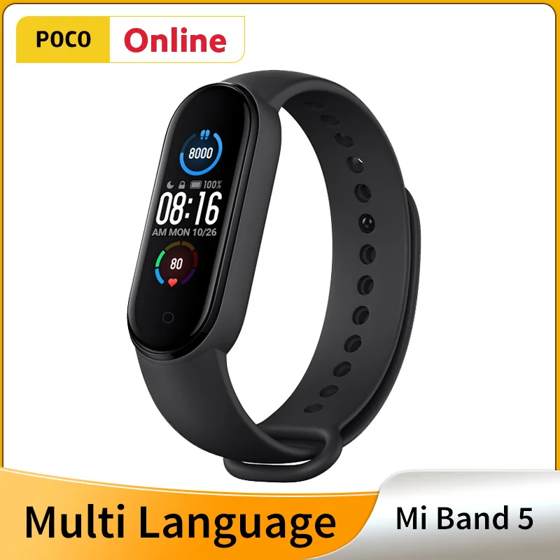 Смарт браслет Xiaomi Mi Band 5 спортивный водонепроницаемый фитнес трекер с AMOLED экраном