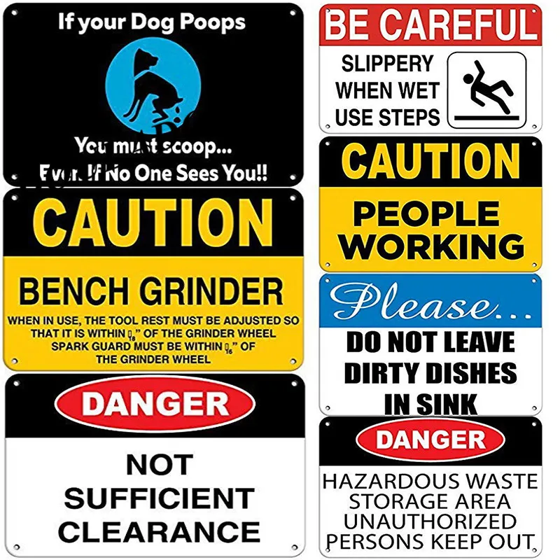 

[Douladou] New Outdoor Aluminum Warning Sign Please Rake Traps Vintage Metal Tin SignWall Decoration Plaque Sign Board 30*20CM
