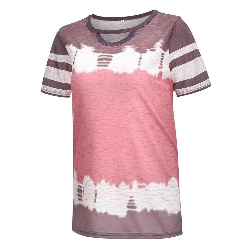 Новая женская Свободная футболка в полоску градиентного цвета с коротким