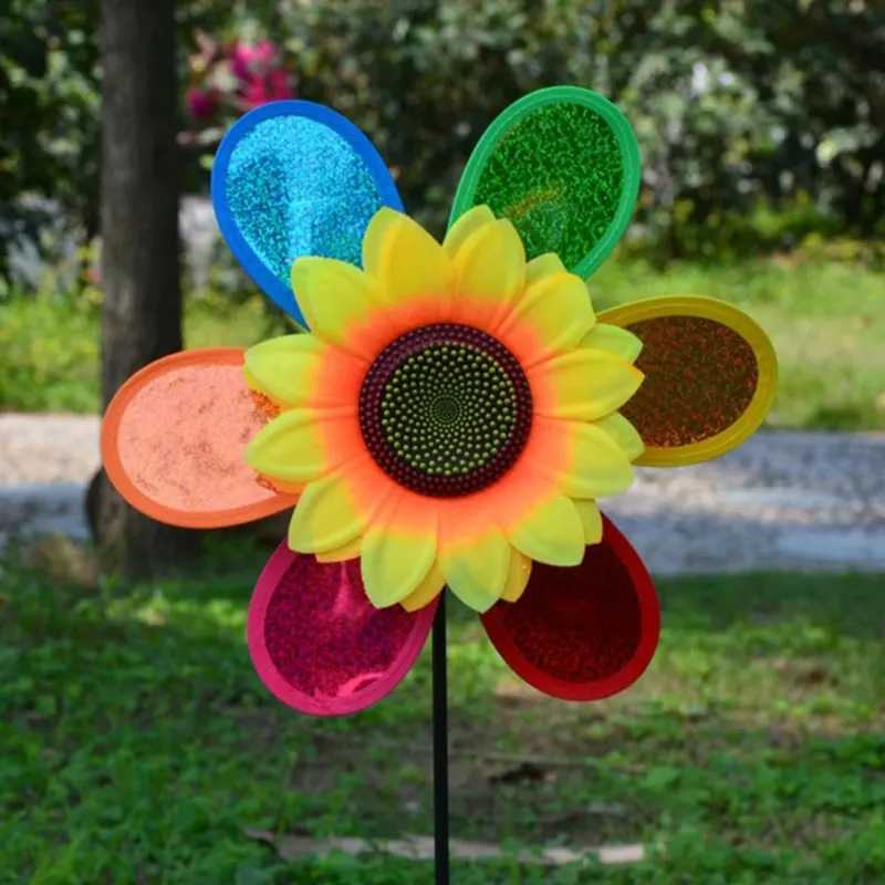 

Sunflower Windmill Yard Color Random Wind Spinner Outdoor Pinwheel Plastic 3D Lawn Whirligig Home Garden Party Toy Decoration