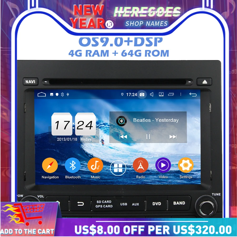 IPS DSP Android 10 0 + 4 Гб ОЗУ 64 ПЗУ 8 ядерный автомобильный DVD плеер Wifi Bluetooth 5 RDS радио GPS