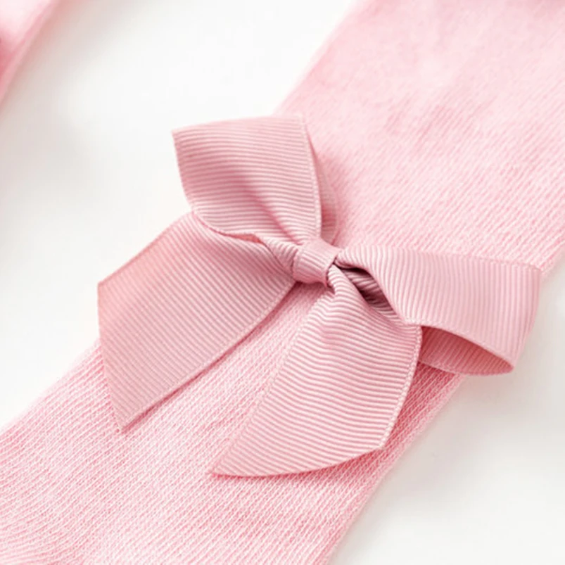 Весенне осенние колготки для девочек с широкой лентой и бантом хлопковые