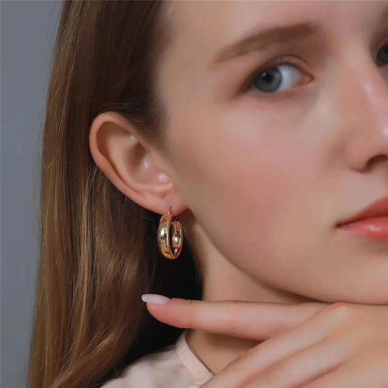 

Personalized Trendy Punk Ear Jewelry Simple Metal Round Hoop Earrings