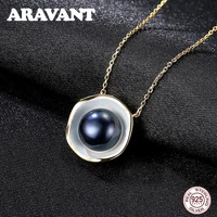 gold color chains charm design white black pearl necklaces jewelry natural pearls pendant 925 sterling silver necklace