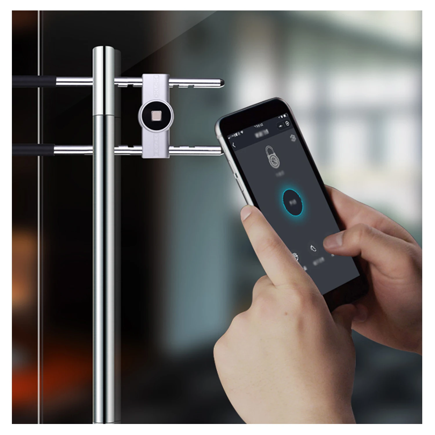 Замок для велосипеда U-образный со сканером отпечатков пальцев интеллектуальный