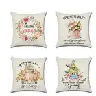 45x45 см Симпатичная розовая тема льняная Подушка декоративная льняная наволочка для подушки цветок грузовик наволочка для подушки