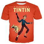 Модные детские Забавные футболки TINTIN с мультяшным 3D принтом для детей летние футболки с коротким рукавом для мальчиковдевочек повседневные топы детская одежда