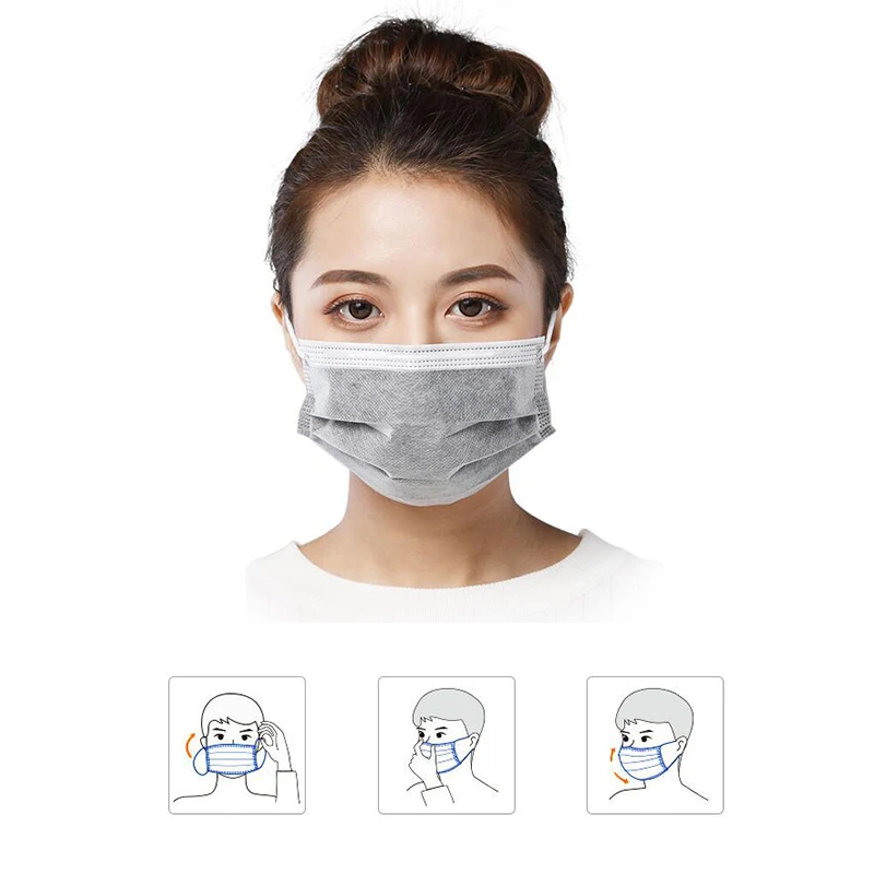 50pcs/box Disposable Activated Carbon Protective Mask 4 Layers of Non-woven Fabric Filter Face Masks Dust-proof Antibacterial | Красота и