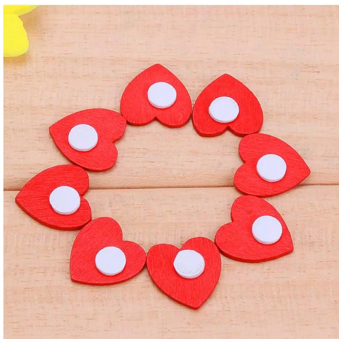 Мини-наклейка деревянная красная в форме сердца наклейка романтическая губка
