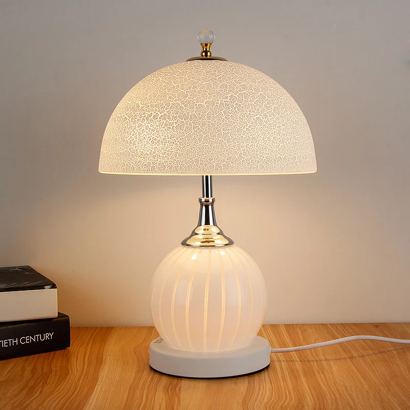 

Nordic Modern Table Lamp Living Room Bedroom Lamp Led Home Decor Bedside Lamp With Night Light E27 Glass Mushroom Table Lamps