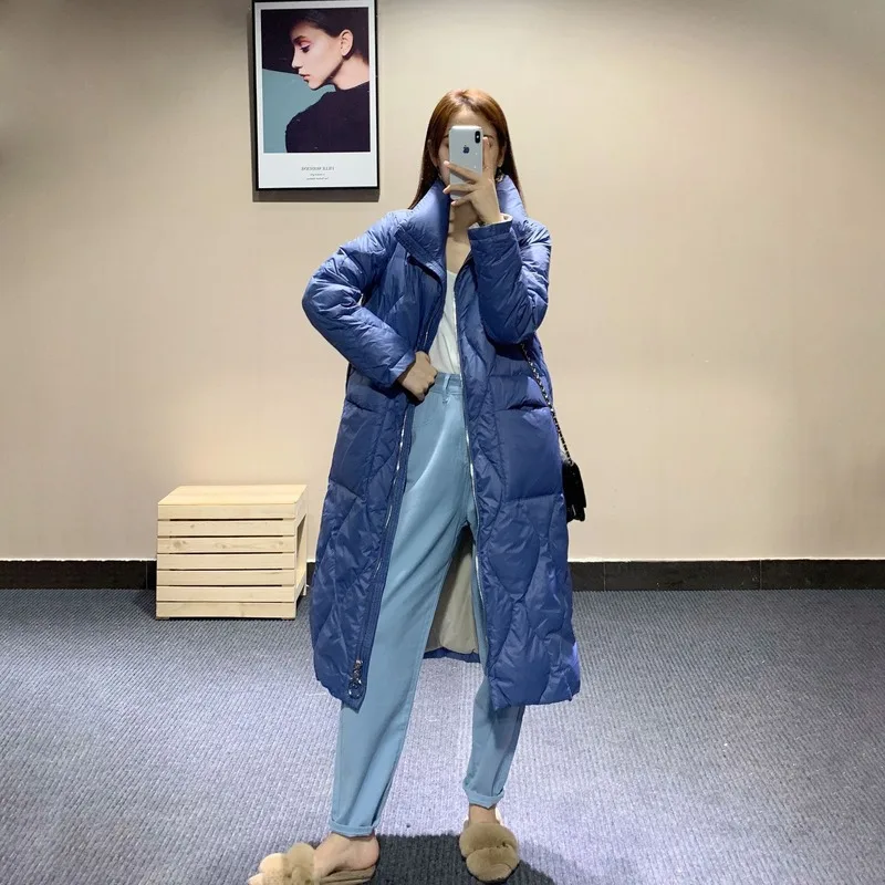 

Женская Толстая теплая элегантная зимняя куртка пальто Корейская мода пальто Зимние Женские однотонные длинные пуховые парки с большими к...