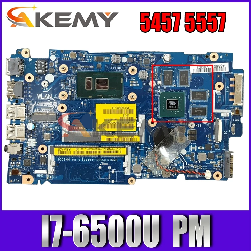 

Akemy BRAND NEW I7-6500U FOR Dell Inspiron 5457 5557 Laptop Motherboard BAV00 LA-D051P CN-02XPMY 2XPMY Mainboard 100%TESTED