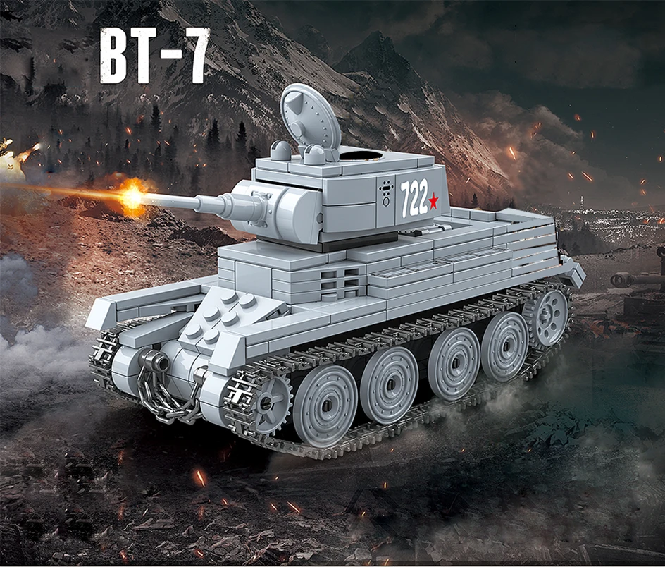 462 шт. военный советский BT-7 светильник Танк солдат строительные блоки WW2 Танк оружие аксессуар кирпичи армейские игрушки для детей Подарки