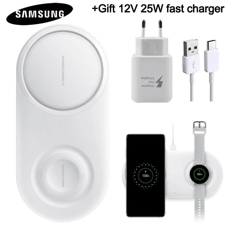 Двойная быстрая Беспроводная зарядная EP-P5200 Duo Pad для samsung Galaxy gear S4 S3 S2 S10e Note 10 S8PLUS S9Plus S10+ подарок 25 Вт быстрая настенная