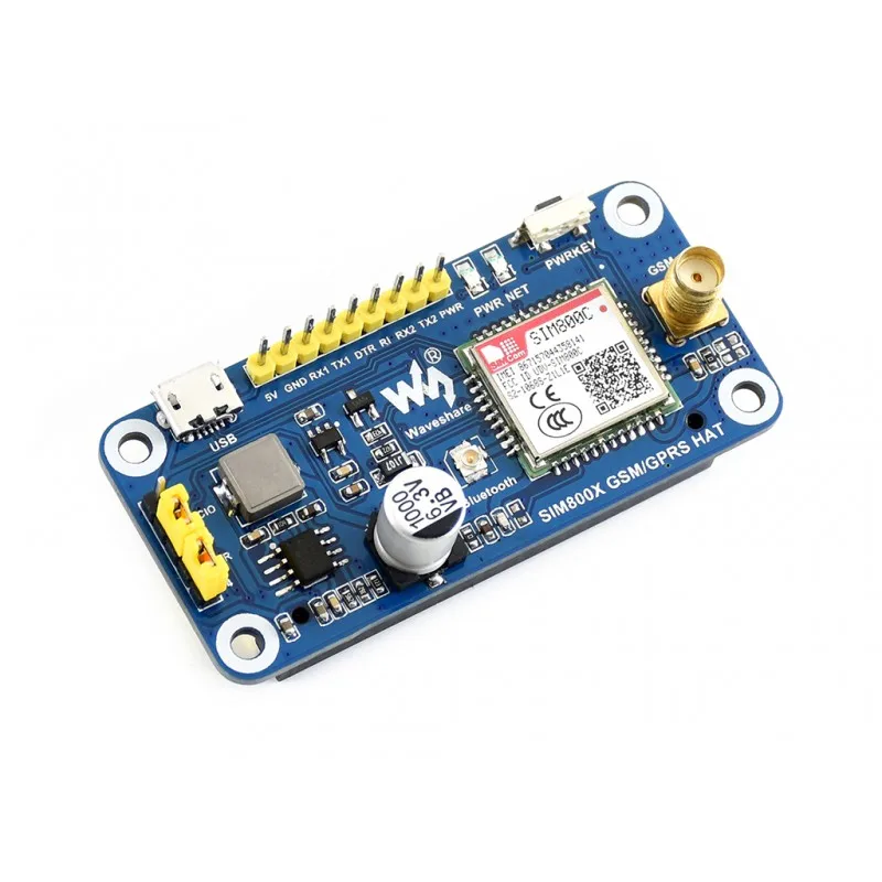 Шляпа GSM/GPRS/Bluetooth для Raspberry Pi совместима с RPi 2B/3B/3B +/Zero W SIM800C поддерживает