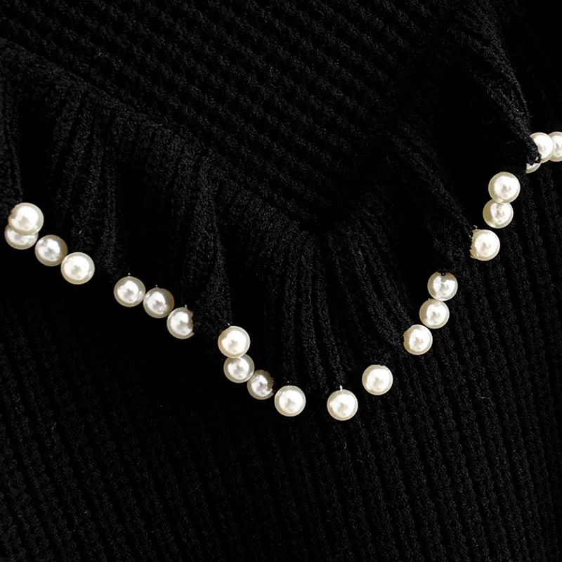 ZOEPO женские свитера с круглым вырезом и жемчугом модный Одноцветный Каскадный