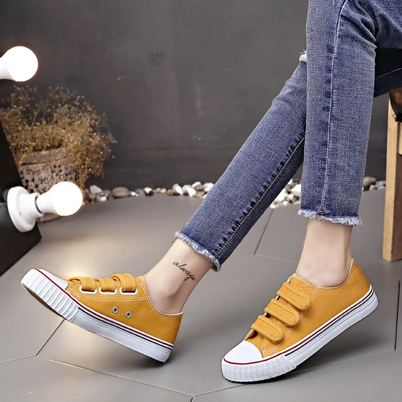 

Casual Sneakers Women Shoes Flats Canvas Shoes Fashion Female Platform Sneakers Tenis Feminino Hook & Loop Women Shoe