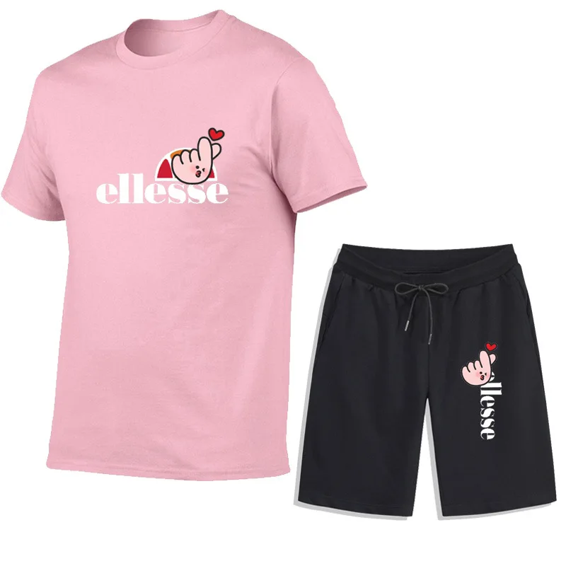 

2021 summer men's short-sleeved t-shirt shorts suit fashion letter printing T-shirt shorts suit