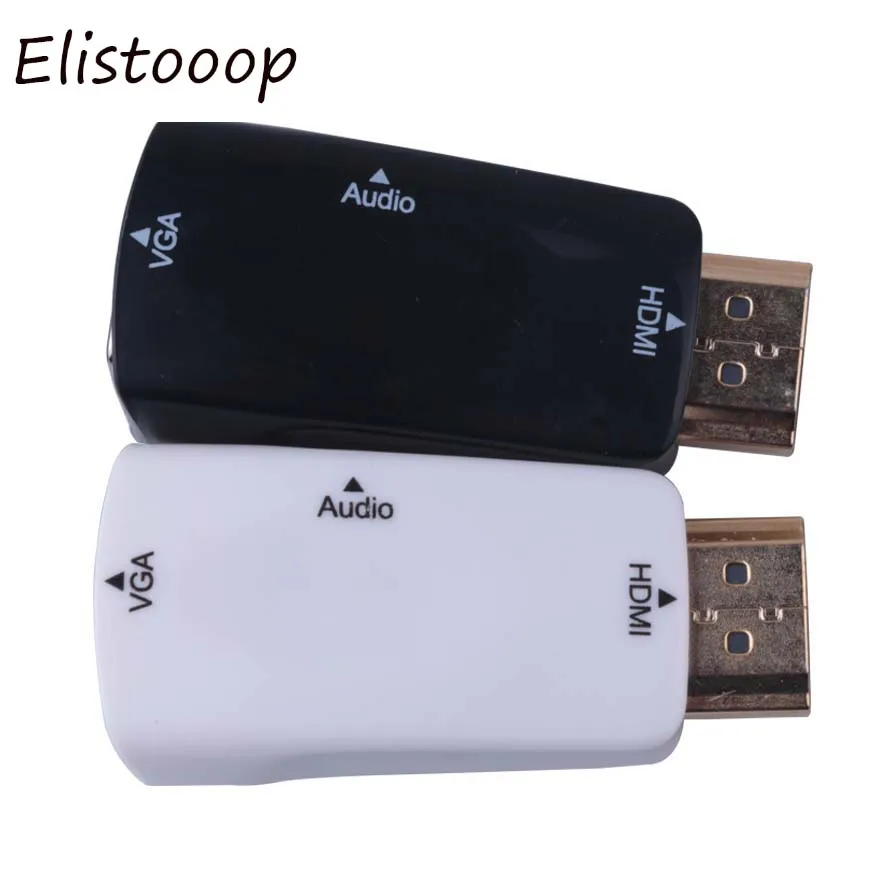 Адаптер Elistooop HDMI в VGA Аудиокабели конвертер типа Папа мама HD 1080P для ПК ноутбуков