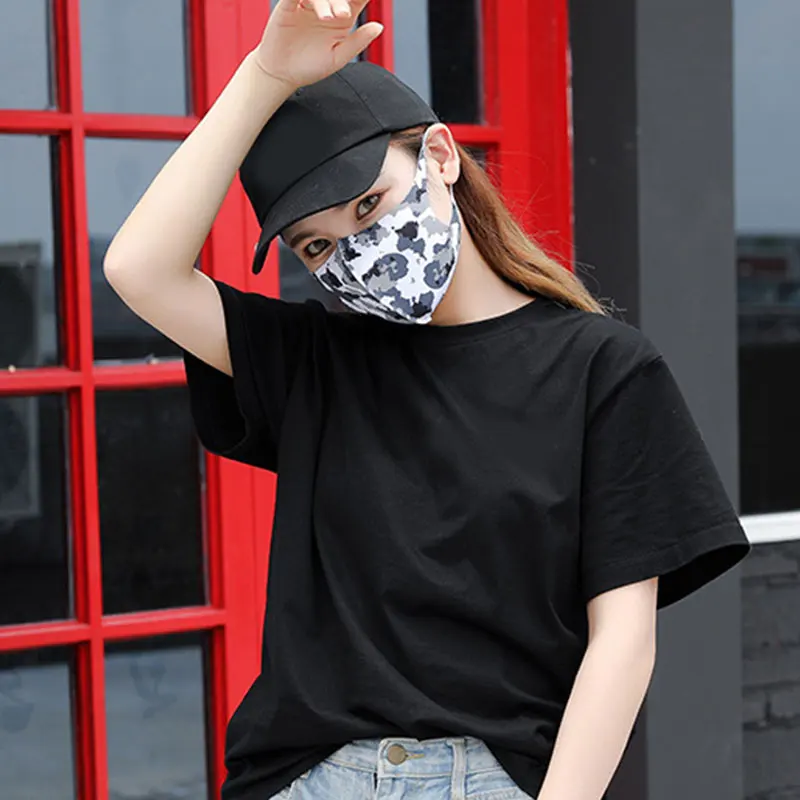 Маска женская из вискозы хлопковая дышащая многоразовая солнцезащитная с милым