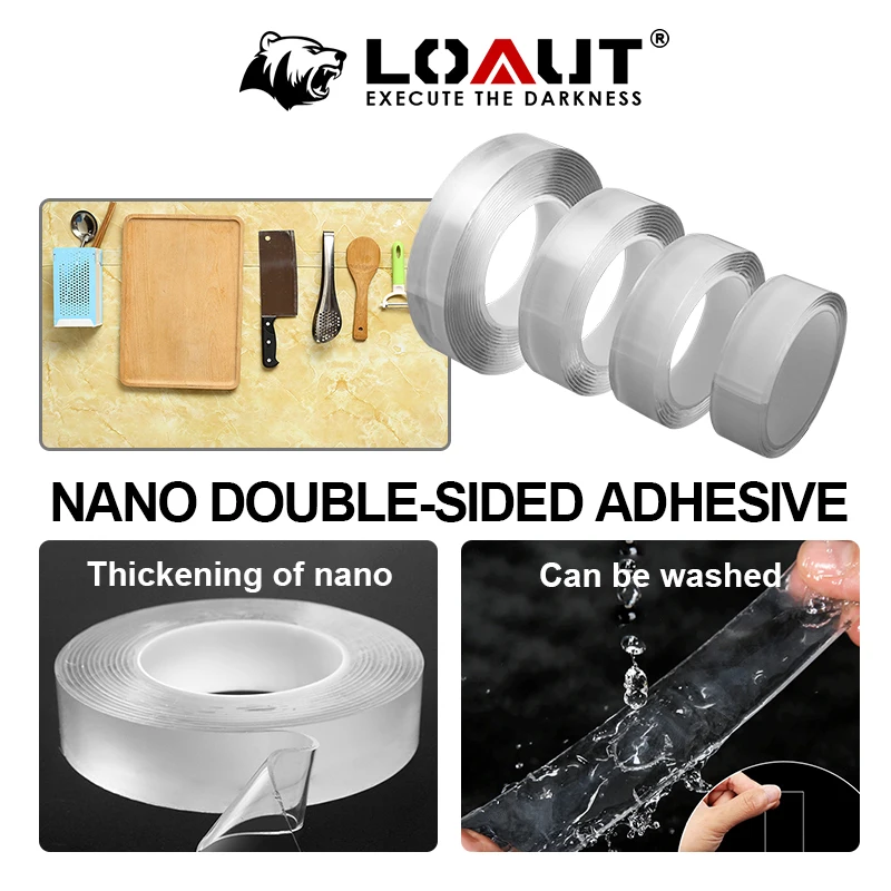 LOAUT прозрачная нано Двухсторонняя клейкая лента наклейка для автомобиля высокая