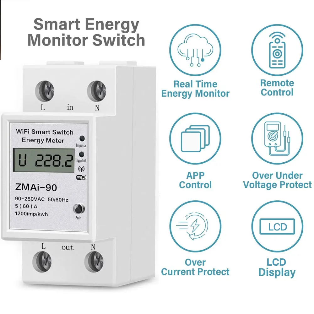 Измеритель мощности для умного дома ваттметр измеритель энергии с Wi-Fi реле