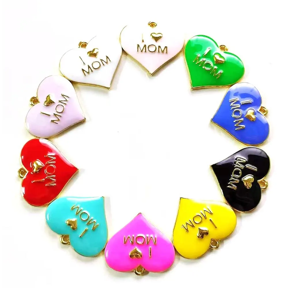 

10pcs Letter I Love Mom Heart charms for women DIY jewelry accessories H16