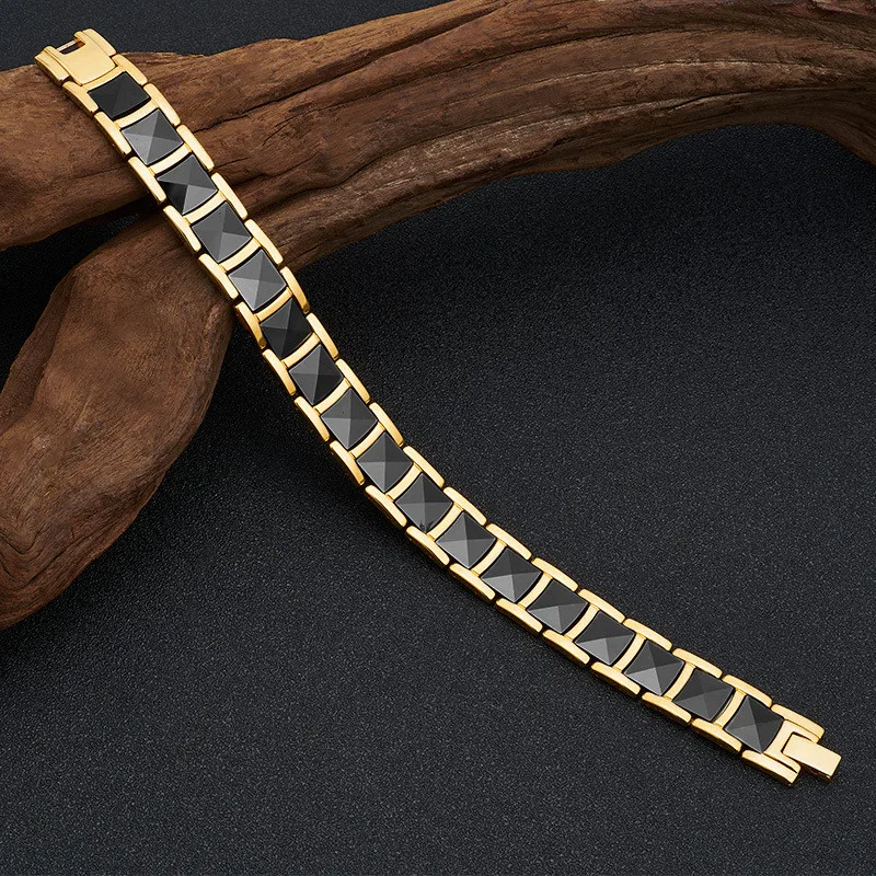 Черный керамический браслет NHGBFT для женщин и мужчин магнитный из нержавеющей