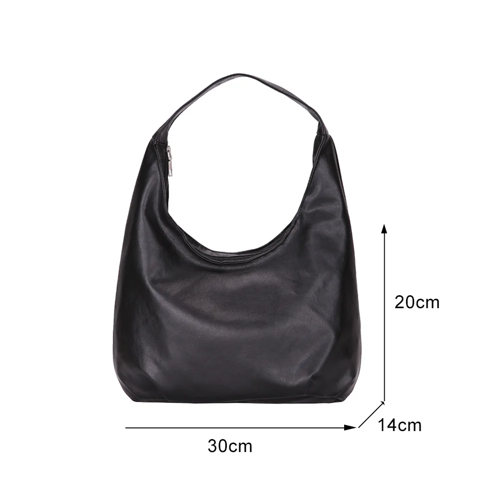 

Youth Ladies Simple Versatile Shoulder Bag Street Top-handle Hobo Bags Commuter Women Soft Leather Underarm Bag Portable Handbag