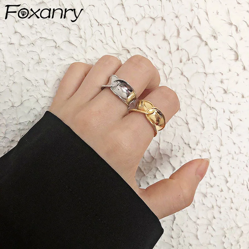 

Женское кольцо Foxanry, минималистичное серебряное кольцо, ширина 16,5 мм