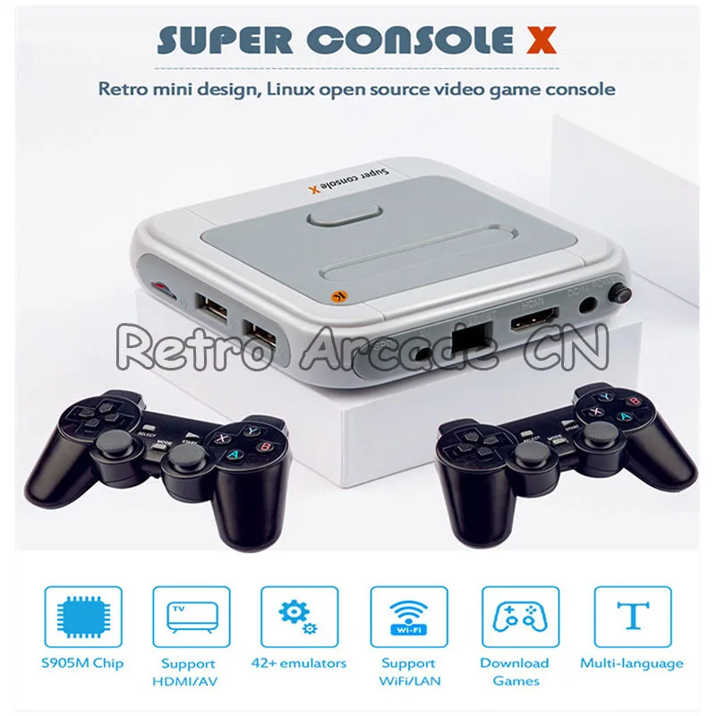 New 4K HD Retro Game Console Super Console X Mini TV Video WiFi HDMI Output 40000+ Games Retro Console 1080P Support 1-5 Player