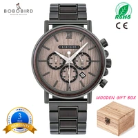 bobo bird luxury stainless steel wood watch men stylish timepieces chronograph waterproof watches valentine days gifts for him