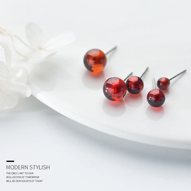 Colusiwei с натуральным гранатом круглые бусины серьги со шпилькой для женщин три