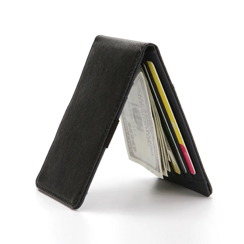

2021 new Korean style short US dollar wallet men's wallet wallet, cross pattern PU elastic band card holder card holder