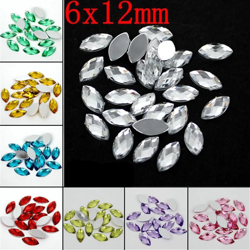 500 шт. декоративные акриловые стразы в форме конского глаза 6 х12 мм | Красота и