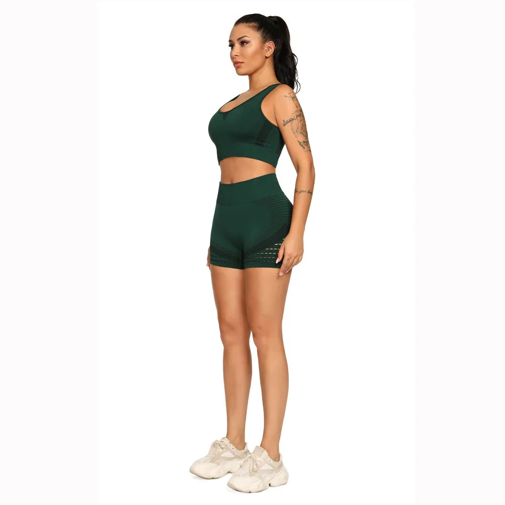 

Women's Sport Bra+short Yoga Suit Summer Fitness High-waisted Running Gym Suit