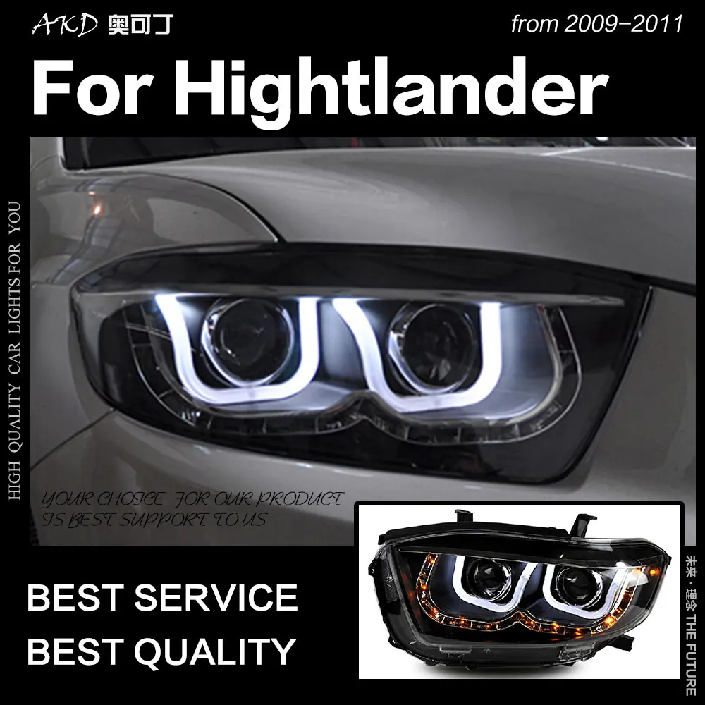 AKD автостайлинг фары Toyota Highlander 2009-2011 светодиодная… для Kluger DRL Hid ангельские глазки