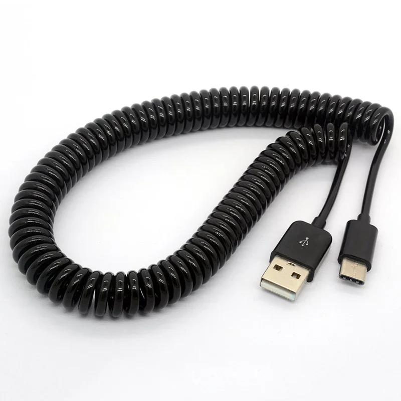 Спиральный Кабель USB Type-C 1 м 3 для Samsung S10 S9 S8 быстрая зарядка | Мобильные телефоны и