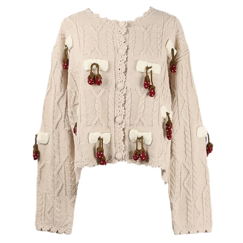 Однобортная трикотажная одежда с люрексом круглым вырезом и кисточками |