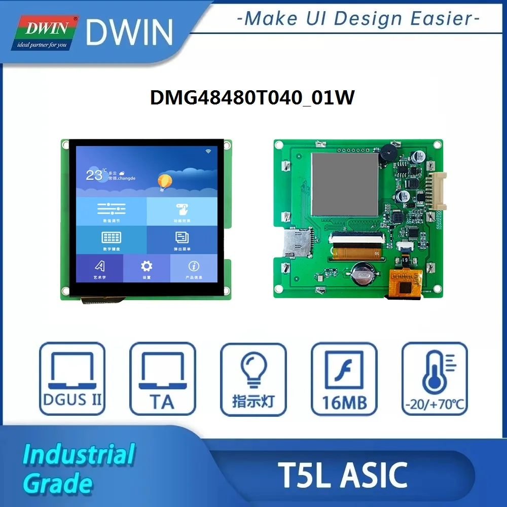 

DWIN 4.0 Inch Module 480*480 LCD Displays HMI/UART RS232 PLC And Arduino Nano Connect LCM DMG48480T040_01W