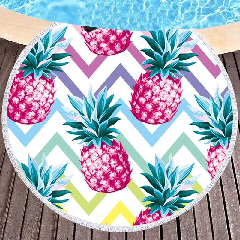 Круглые пляжные полотенца из микрофибры с принтом арбуза и ананаса пляжное