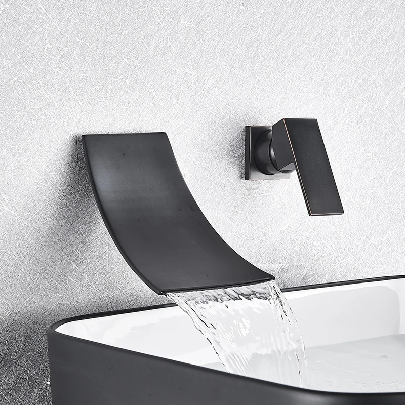 Модный настенный смеситель для раковины с водопадом хромированный/черный ванной