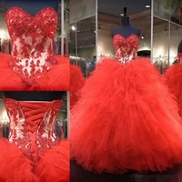 red lace up ball gown quinceanera dresses 2019 vestidos de 15 anos sweetheart appliques floor length red sweet 16 prom dresses