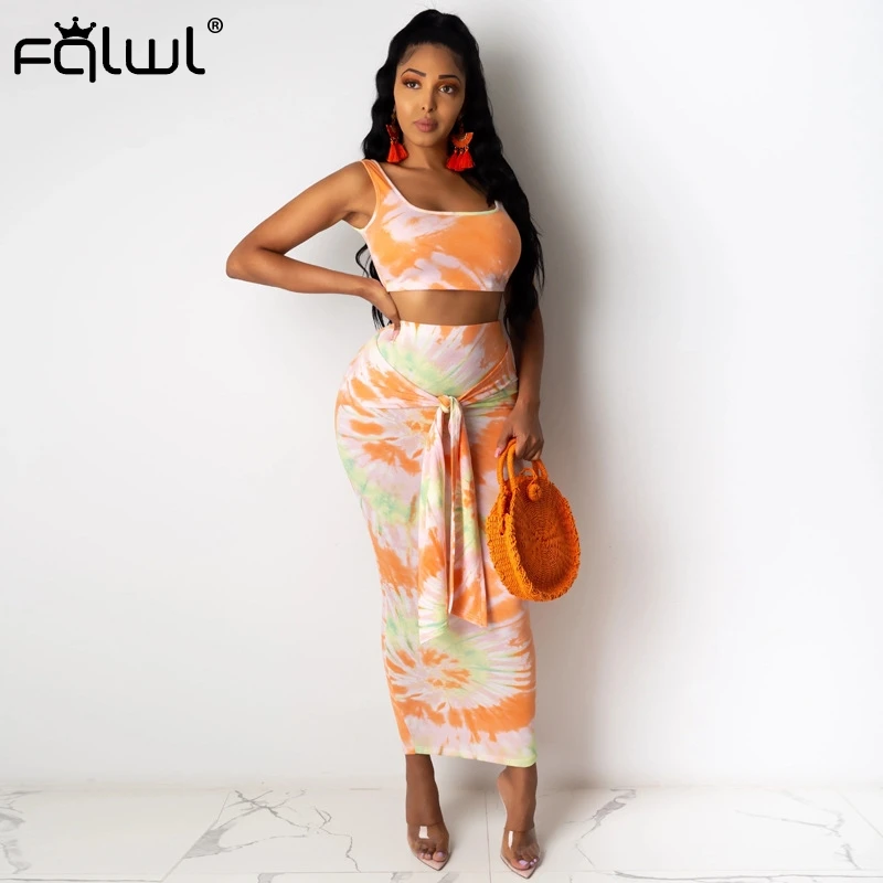 FQLWL комплект из двух предметов с принтом женская летняя Клубная розовая одежда