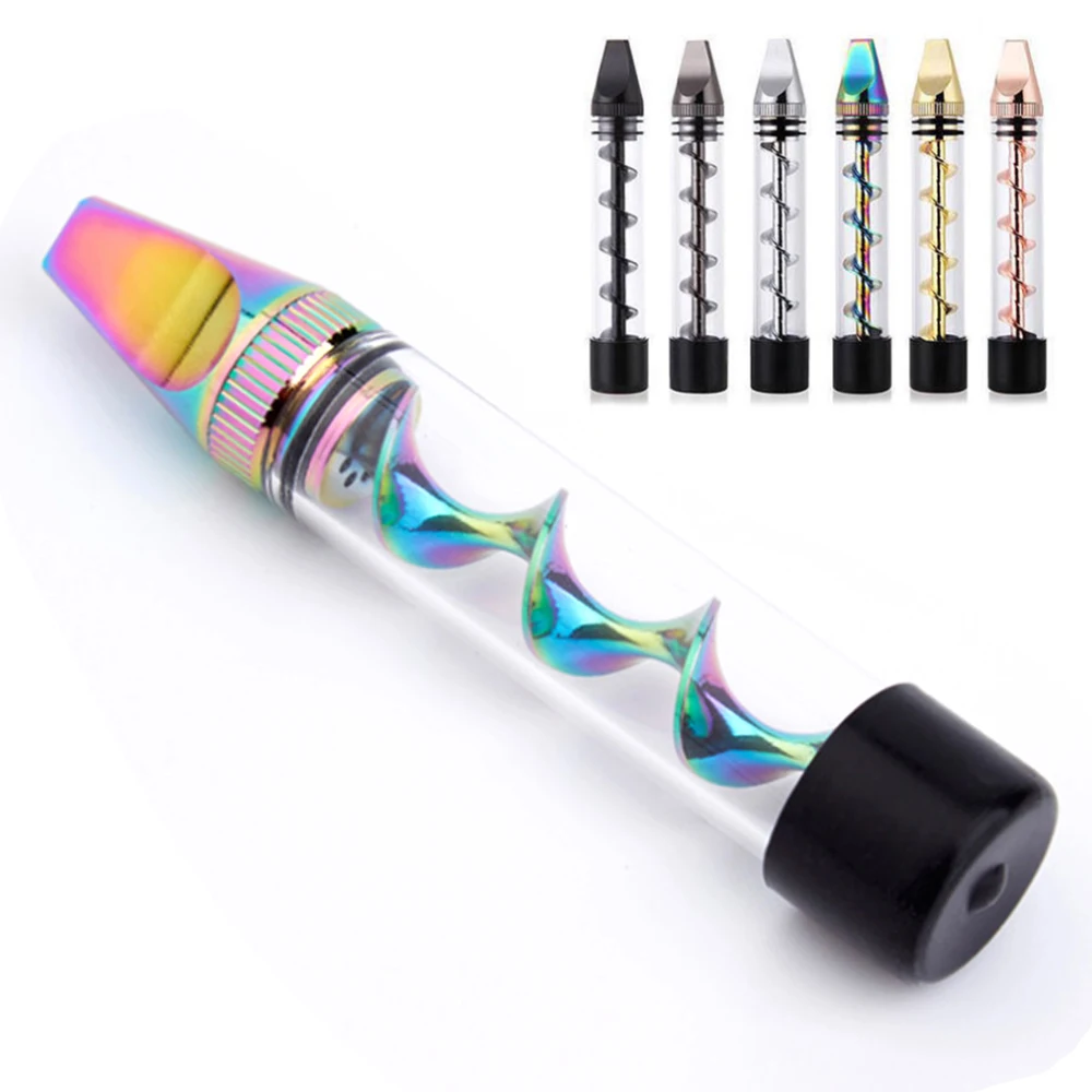 

10Pcs Glass Smoking Tube Dry Herb Atomizer With Cleaning Brush Cigarette Accessorie Smoke Holder For Man Tobacco Spiral Pipe